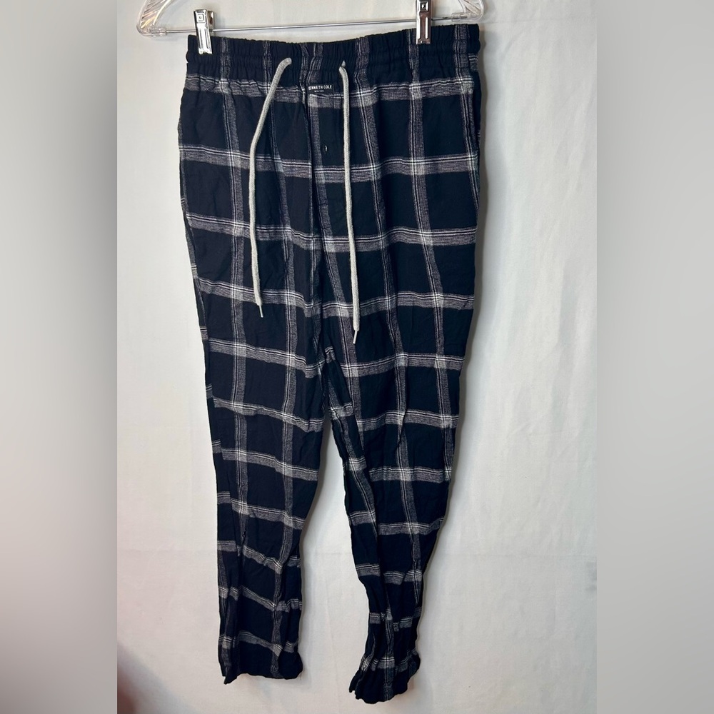 Kenneth Cole Black and White Plaid Joggers Size S
